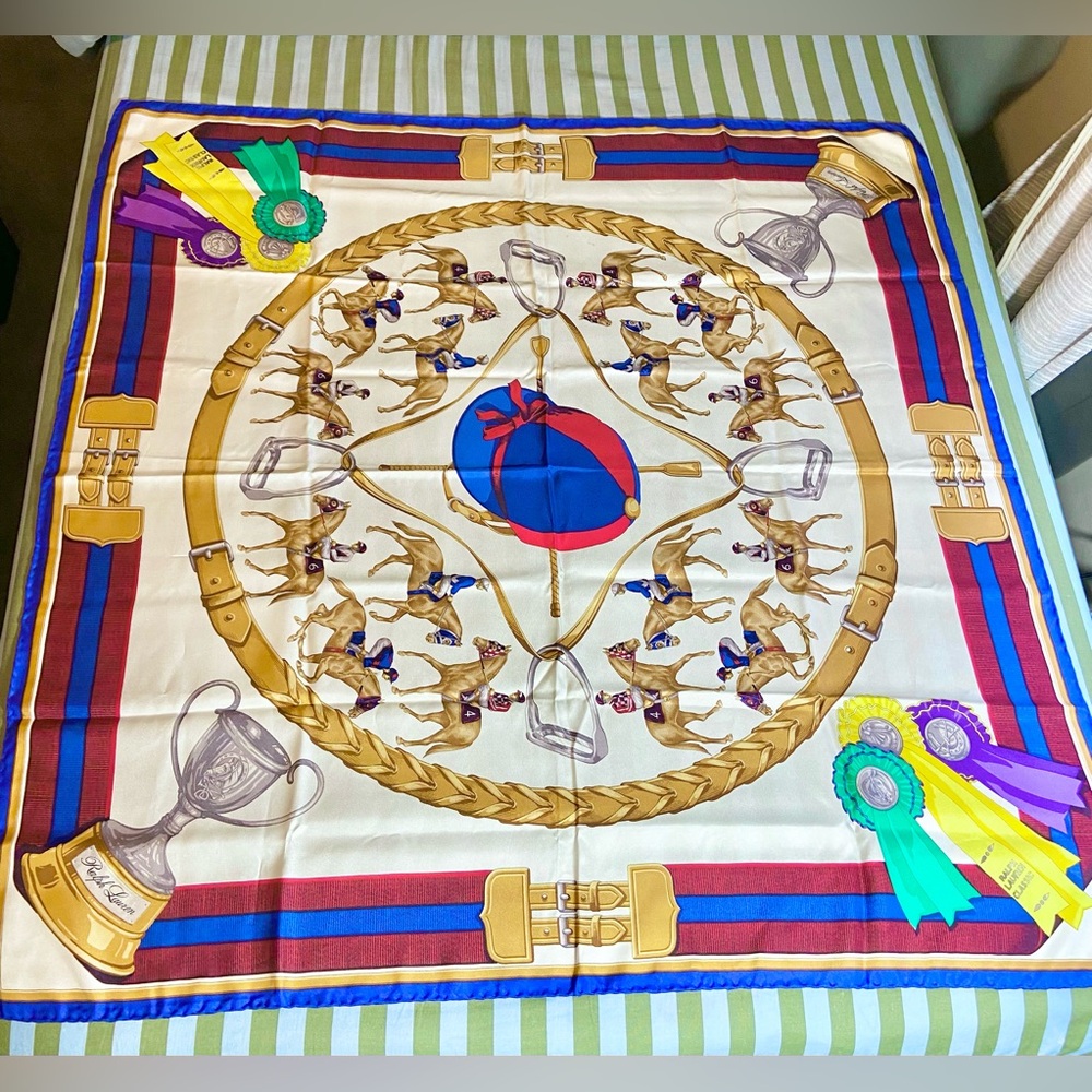 Rare Vintage Ralph Lauren Purple Label Equestrian Silk Scarf
